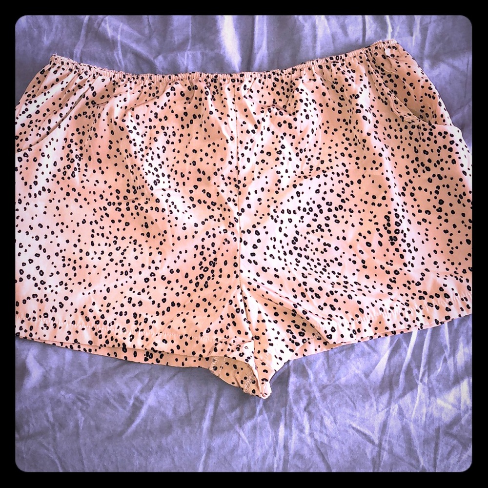 Silk cheetah print shorts